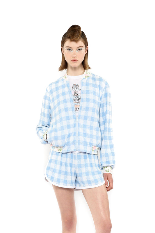 Gingham Terry Baseball Jacket