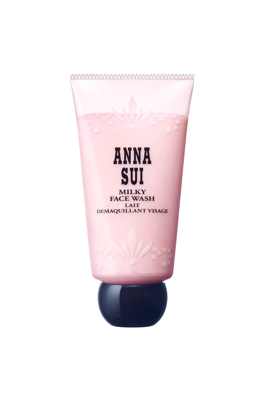 In a light pink tube, a floral design and Anna branding, a black cap with flat face keep it upright